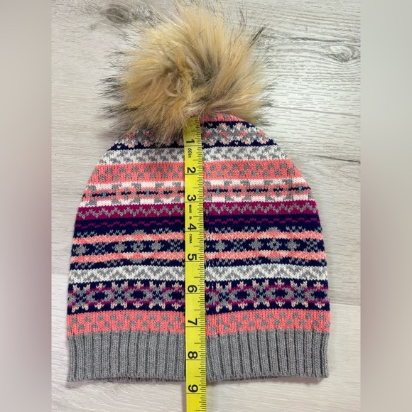 J. Crew Factory Fair Isle Pom-Pom Hat, One size, Gray and Pink - Picture 8 of 10
